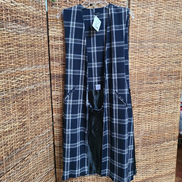 NWT Rebecca Elliot Long Plaid Open Sides Vest Jacket $142.00 Scotland Design - Picture 3 of 7
